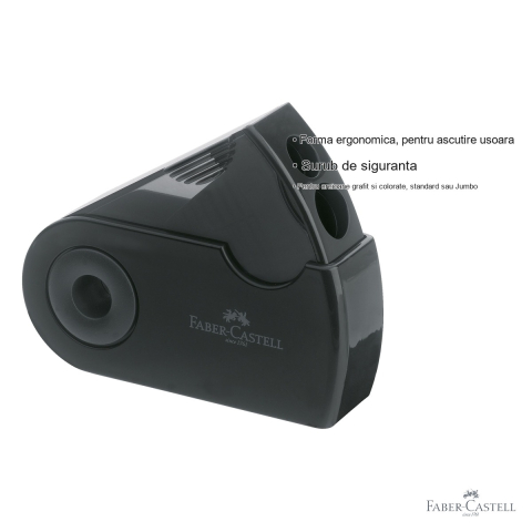 Ascutitoare dubla din plastic Faber-Castell, cu container, pentru creioane grafit si colorate [2]