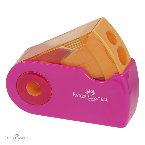 Ascutitoare dubla din plastic Faber-Castell Sleeve Trend, cu container, pentru creioane standard si jumbo, culori pastel [3]