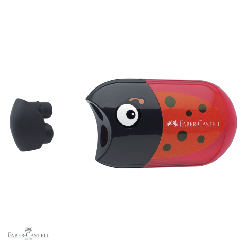 Ascutitoare dubla Faber-Castell cu container si radiera, design buburuza, pentru copii [3]