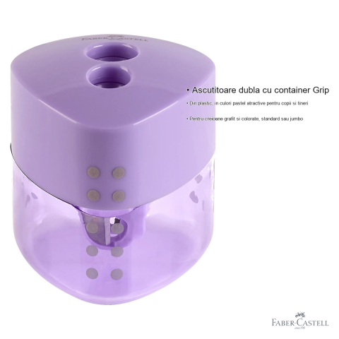 Ascutitoare dubla Faber-Castell Grip Trend 2019, cu container, pentru creioane standard si jumbo [2]