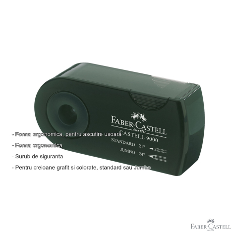 Ascutitoare dubla Faber-Castell, plastic cu container, forma ergonomica, pentru creioane standard si Jumbo [1]