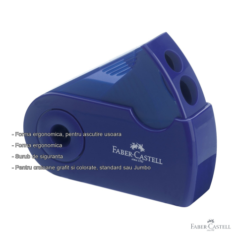 Ascutitoare dubla Faber-Castell, plastic cu container, pentru creioane standard si Jumbo [1]