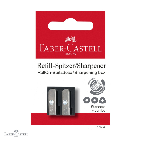 Birotica papetarie - Ascutitoare dubla rezerva Faber-Castell Sparkle, lama Germania, pentru creioane standard si jumbo