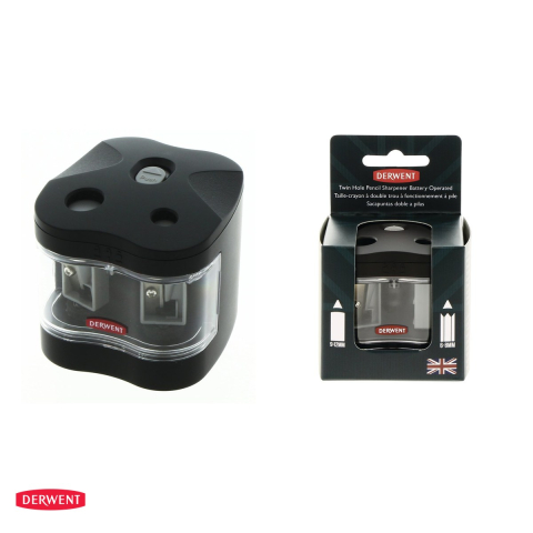 Ascutitoare electrica dubla Derwent Professional, pe baterii, pentru creioane de 6-8 mm si 9-12 mm, neagra [3]