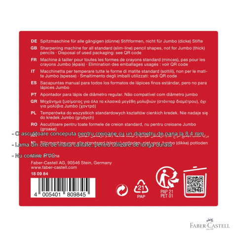 Ascutitoare fixa de birou Faber-Castell, lama otel, negra, pentru creioane pana la 8,4 mm [1]