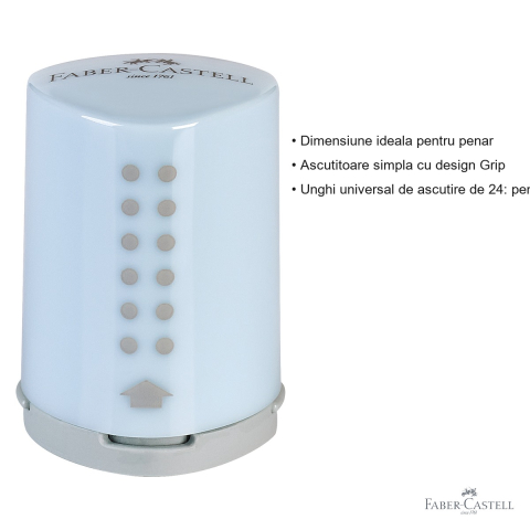 Ascutitoare mini Faber-Castell Grip 2001, plastic cu container, unghi universal 24°, pentru penar [2]