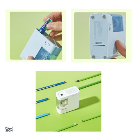 Ascutitoare Nusign, din plastic, cu baza antiderapanta, electrica vernil [3]