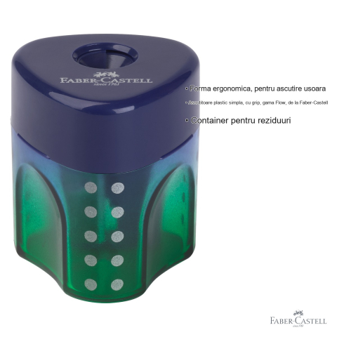 Ascutitoare plastic cu grip Faber-Castell gama Flow, cu container, efect gradient [2]