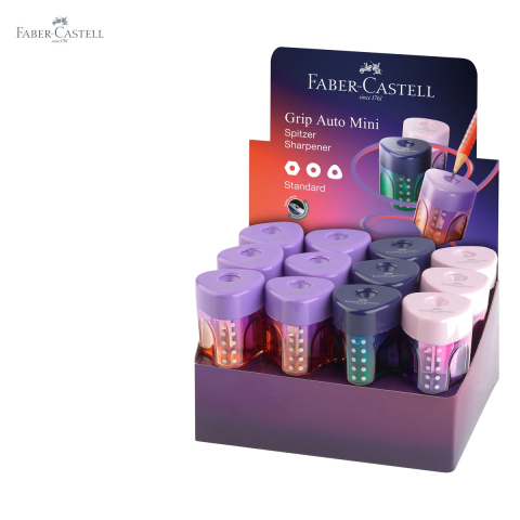 Ascutitoare plastic cu grip Faber-Castell gama Flow, cu container, efect gradient [4]