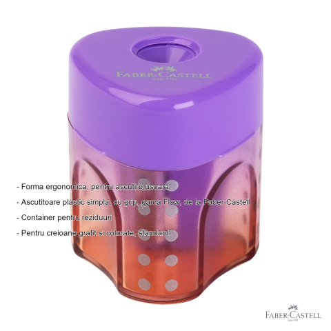 Ascutitoare plastic cu grip Faber-Castell gama Flow, cu container, efect gradient [1]