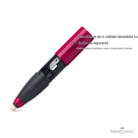 Ascutitoare plastic Faber-Castell cu radiera inclusa, zona grip ergonomica, pentru creioane clasice si colorate [2]