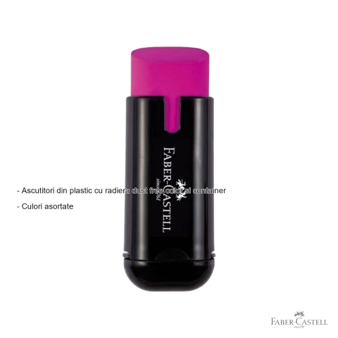 Ascutitoare plastic Faber-Castell Trend 2019, cu radiera dust free si container, culori asortate [1]