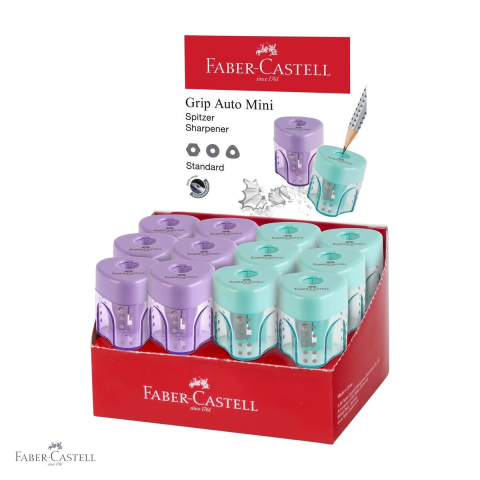 Ascutitoare simpla cu container Faber-Castell Grip Trend, din plastic pastel, pentru creioane grafit si colorate [3]