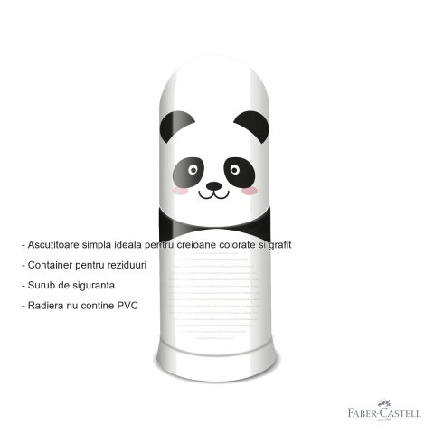 Ascutitoare simpla cu radiera Faber-Castell, model animale, pentru creioane colorate si grafit [1]