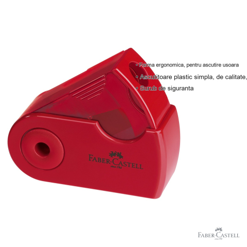 Ascutitoare simpla din plastic Faber-Castell, cu container pentru reziduuri, ergonomica, pentru creioane grafit si colorate [2]