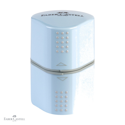 Ascutitori pentru creioane - Ascutitoare tripla Faber-Castell Grip 2001, forma ergonomica triunghiulara, cu container, pentru creioane standard si Jumbo