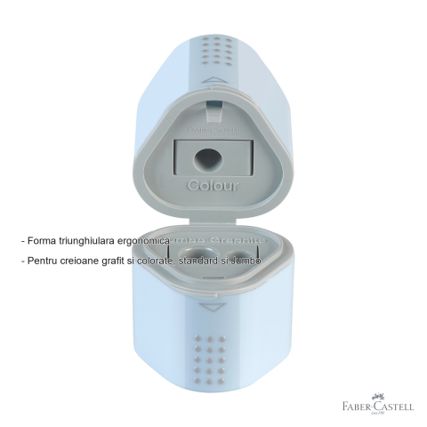 Ascutitoare tripla Faber-Castell Grip 2001, forma ergonomica triunghiulara, cu container, pentru creioane standard si Jumbo [1]