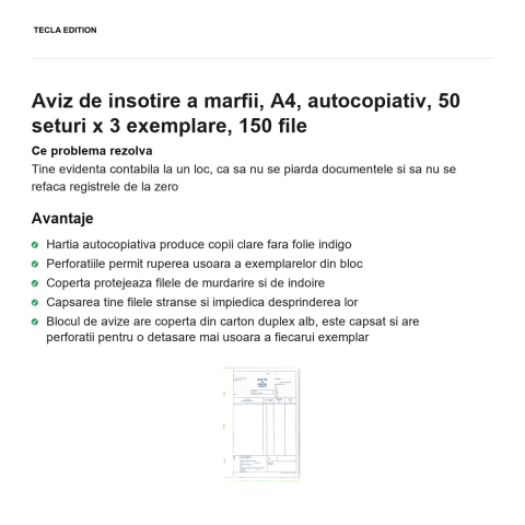 Aviz de insotire a marfii, A4, autocopiativ, 50 seturi x 3 exemplare, 150 file [1]