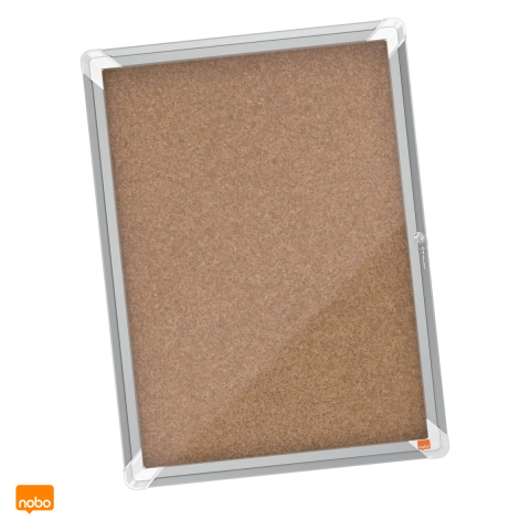 Sisteme de afisare si prezentare - Avizier din pluta Nobo pentru interior, pentru 4 coli A4, carcasa metalica, sticla frontala de 4 mm, lacat cu cheie, 493x667x43 mm