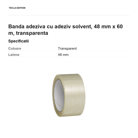 Banda adeziva cu adeziv solvent, 48 mm x 60 m, transparenta [2]