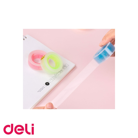 Banda adeziva cu cotor colorat Deli, 18 mm x 27 m, adeziv puternic, pentru birou si uz general [3]