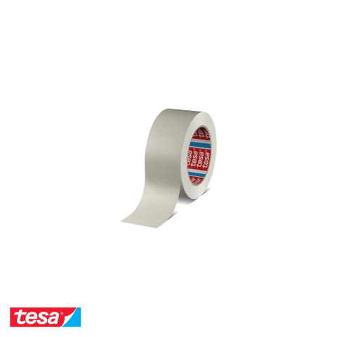 Bricolaj - Banda adeziva de ambalare Tesa 4713, hartie creponata alba, rola 50m x 50mm, compatibila reciclare