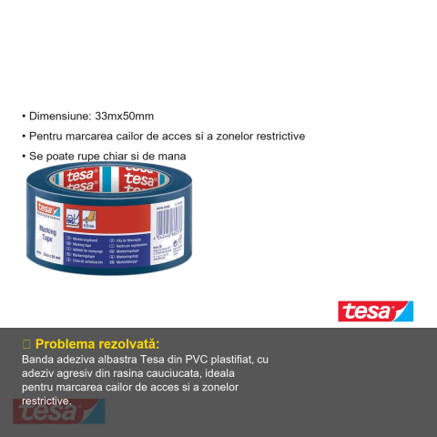 BANDA ADEZIVA MARCARE ALBASTRA 33M 50MM TESA [2]