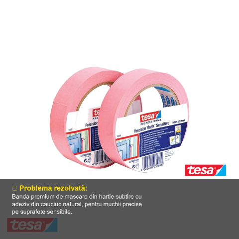 BANDA ADEZIVA MASCARE PRECIZIE ROZ DESCHIS 50M*30MM TESA [3]
