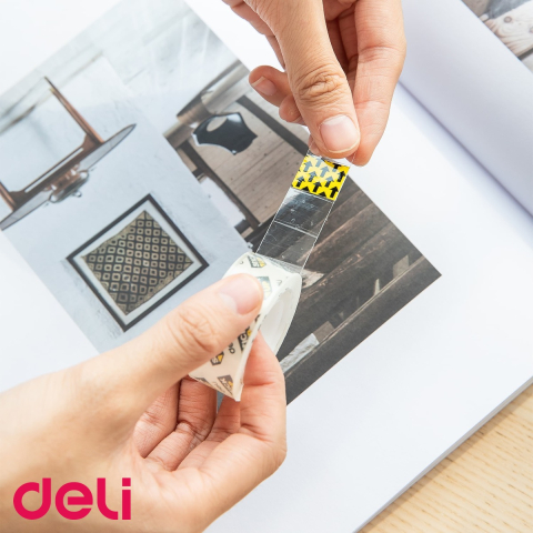 Banda adeziva Deli 18mm x 27m, transparenta, pentru lipit, sigilat si corectat documente [3]