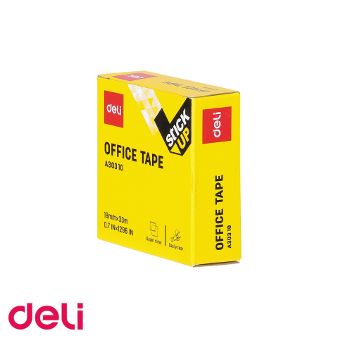 Banda adeziva Deli 18mm x 33m, non-toxica, ambalata in cutie de carton, pentru birou si uz general [3]