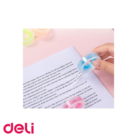 Banda adeziva Deli cu cotor color, 12mm x 27m, adeziv puternic, pentru birou si uz general [4]