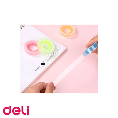 Banda adeziva Deli cu cotor color, 12mm x 27m, adeziv puternic, pentru birou si uz general [3]