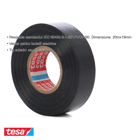 BANDA ADEZIVA ELECTROIZOLATOARE 20M*19MM NEAGRA TESA [2]