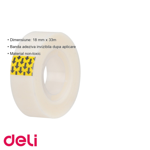 Banda adeziva invizibila Deli, 18 mm x 33 m, non-toxica, pentru birou si uz casnic [2]