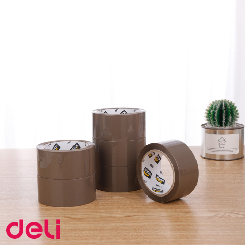 Banda adeziva maro Deli, 66 m x 48 mm, pentru ambalare, sigilare si lipire colete [3]