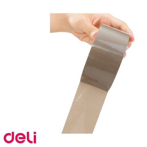 Banda adeziva maro Deli, 66 m x 48 mm, pentru ambalare, sigilare si lipire colete [4]