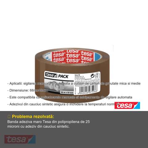 BANDA ADEZIVA MARO 66M 48MM ADEZIV CAUCIUC SINTETIC TESA [1]