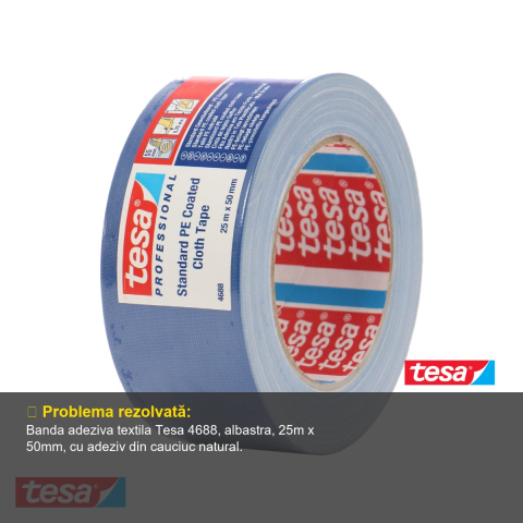 BANDA ADEZIVA TEXTILA ALBASTRA 25M*50MM TESA [3]