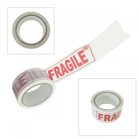 Banda adeziva tip scotch, 50 mm x 60 m, ''FRAGILE'', alb cu rosu [3]