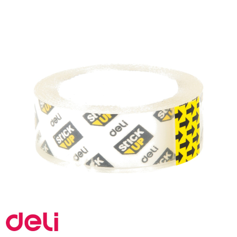 Ambalaj birou - Banda adeziva transparenta Deli, 18 mm x 33 m, polipropilena, adeziv acrilic non-toxic, pentru birou si acasa
