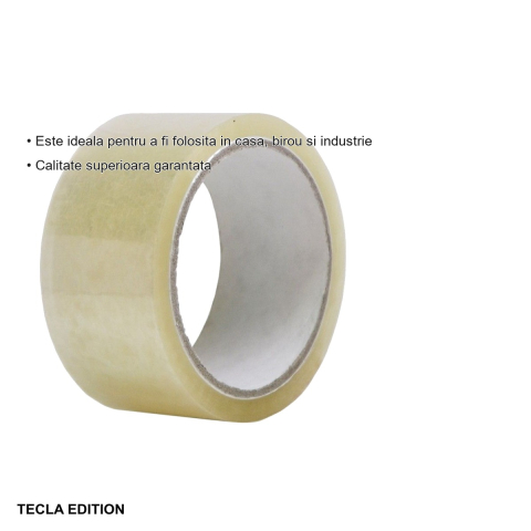 Banda adeziva transparenta Tecla Edition, acril 48mm x 60m, rezistenta la temperaturi extreme, pentru uz casnic, birou si industrial [2]