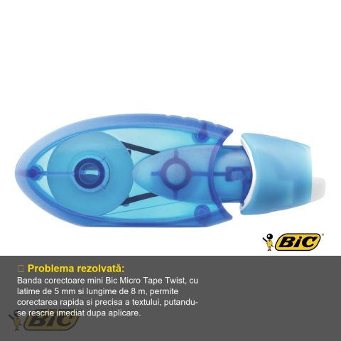Banda corectoare Bic Micro Tape Twist, 5mm x 8m, compacta, pentru corectare rapida la birou si scoala [3]