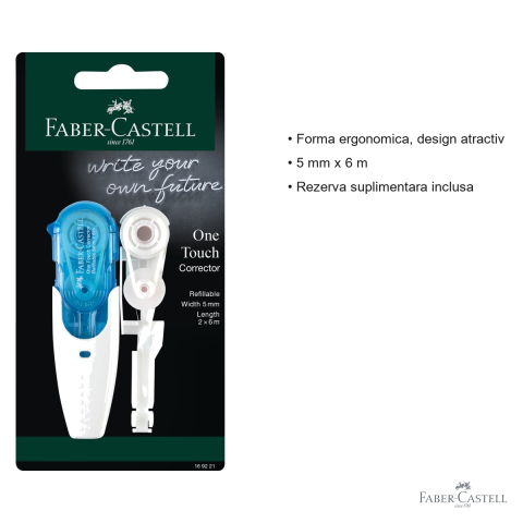 Banda corectoare Faber-Castell cu rezerva inclusa, 5 mm x 6 m, forma ergonomica, pentru birou si scoala [2]
