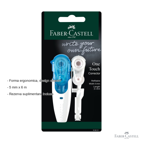 Banda corectoare Faber-Castell cu rezerva inclusa, 5 mm x 6 m, forma ergonomica, pentru birou si scoala [1]