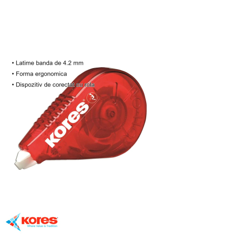 Banda corectoare Kores, latime 4.2 mm, lungime 15 m, film uscat cu rescriere imediata, pentru birou si scoala [2]