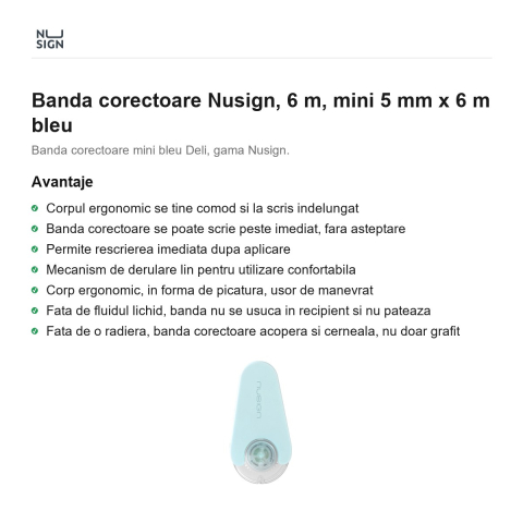 Banda corectoare Nusign, 6 m, mini 5 mm x 6 m bleu [1]