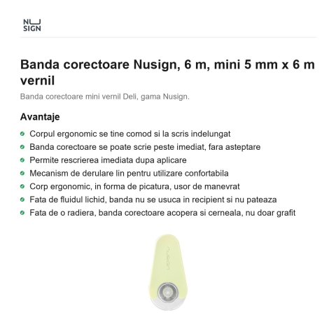 Banda corectoare Nusign, 6 m, mini 5 mm x 6 m vernil [1]