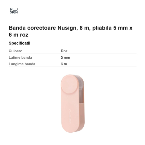 Banda corectoare Nusign, 6 m, pliabila 5 mm x 6 m, roz [2]