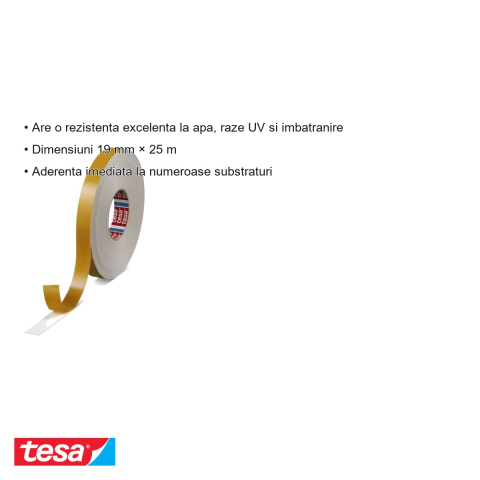 BANDA DUBLU ADEZIVA BURETATA 25 M x 19 MM [2]