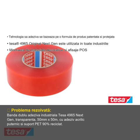 BANDA DUBLU ADEZIVA TRANSPARENTA 50M*50MM TESAFIX TESA [2]